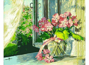 Раскраски по номерам - Букет на окне, 40 х 50 см. (Белоснежка, 066-AB)